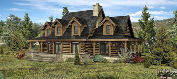 Timber Frame Hybrid Home Floor Plans, Log Cabin With Wrap Around Porch